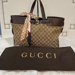 Gucci Authentic Vintage Tote oversized Satchel Bag brown with dust bag